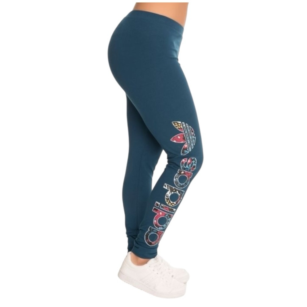 Adidas Teal Blue Floral Leggings size Small